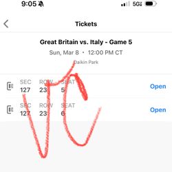 Great Britain Vs Italy Sun March 8th