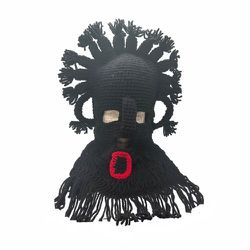 🤩NEW Handmade Aya Huma Diablo Umo Inca's Adult Mask Ecuador Black Inti Raymi