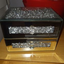 2 BRAND NEW GLASS MIRRORED BOXES JEWERLEY BOXES ETC 8 EACH FIRM PAID 30 EACH...