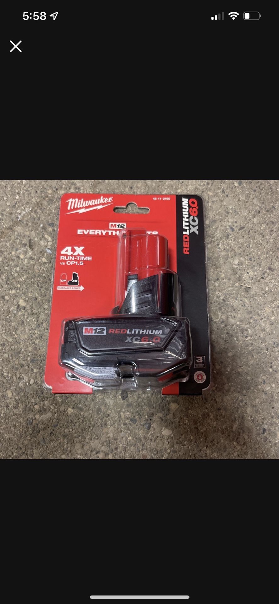 New Genuine Milwaukee M12 XC6.0 6.0Ah 48-11-2460 RedLithium Battery  OEM