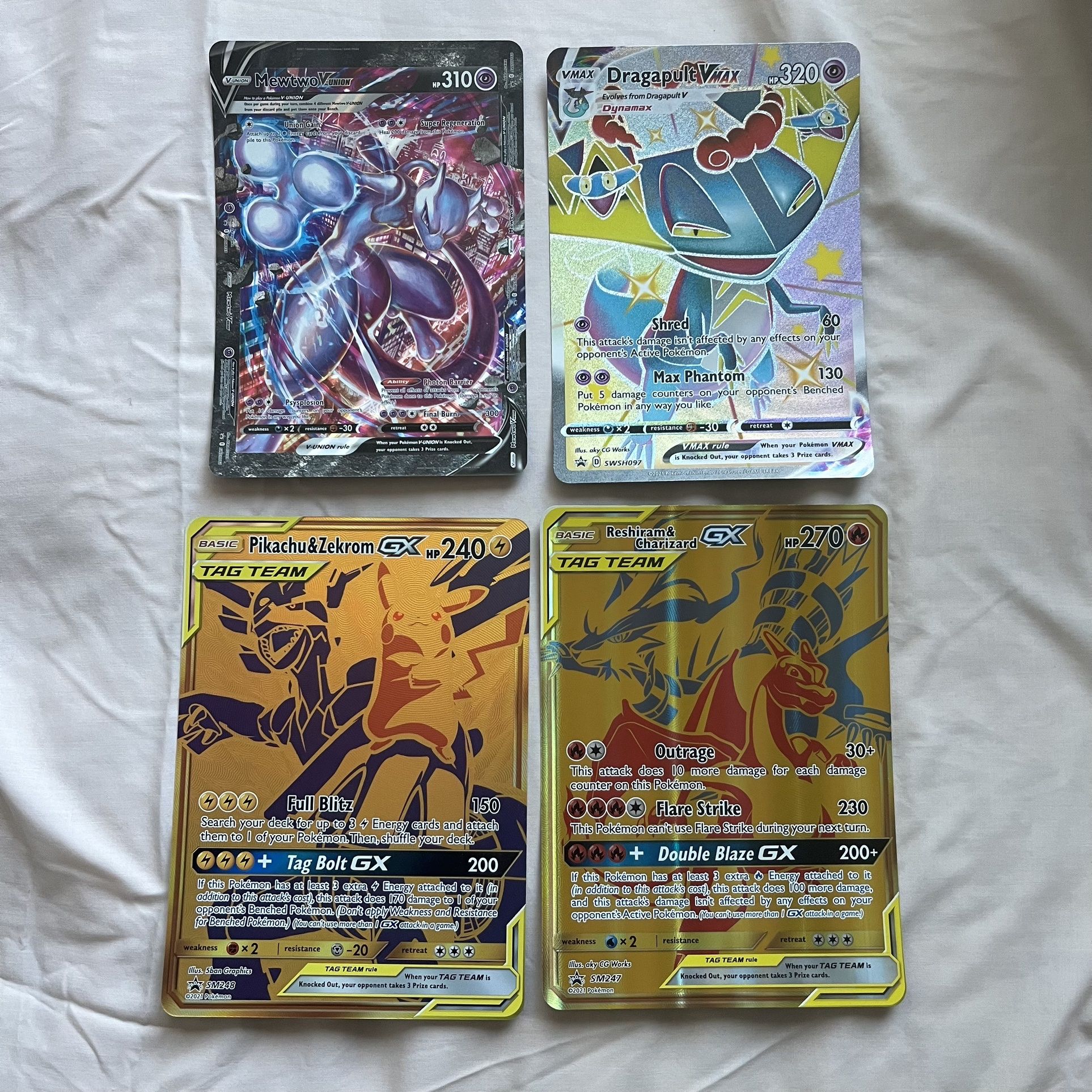 jumbo gold pokemon cards 5 Oversized in TOP LOADERS! EX GX Legendary Full Art Untapped Games shuffle your deck Pikachu & Zekrom GX [Jumbo]