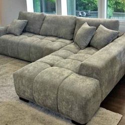 Sectional Sofa Grey Couch Plush Gris Sofa Seccional 🛋  $998
