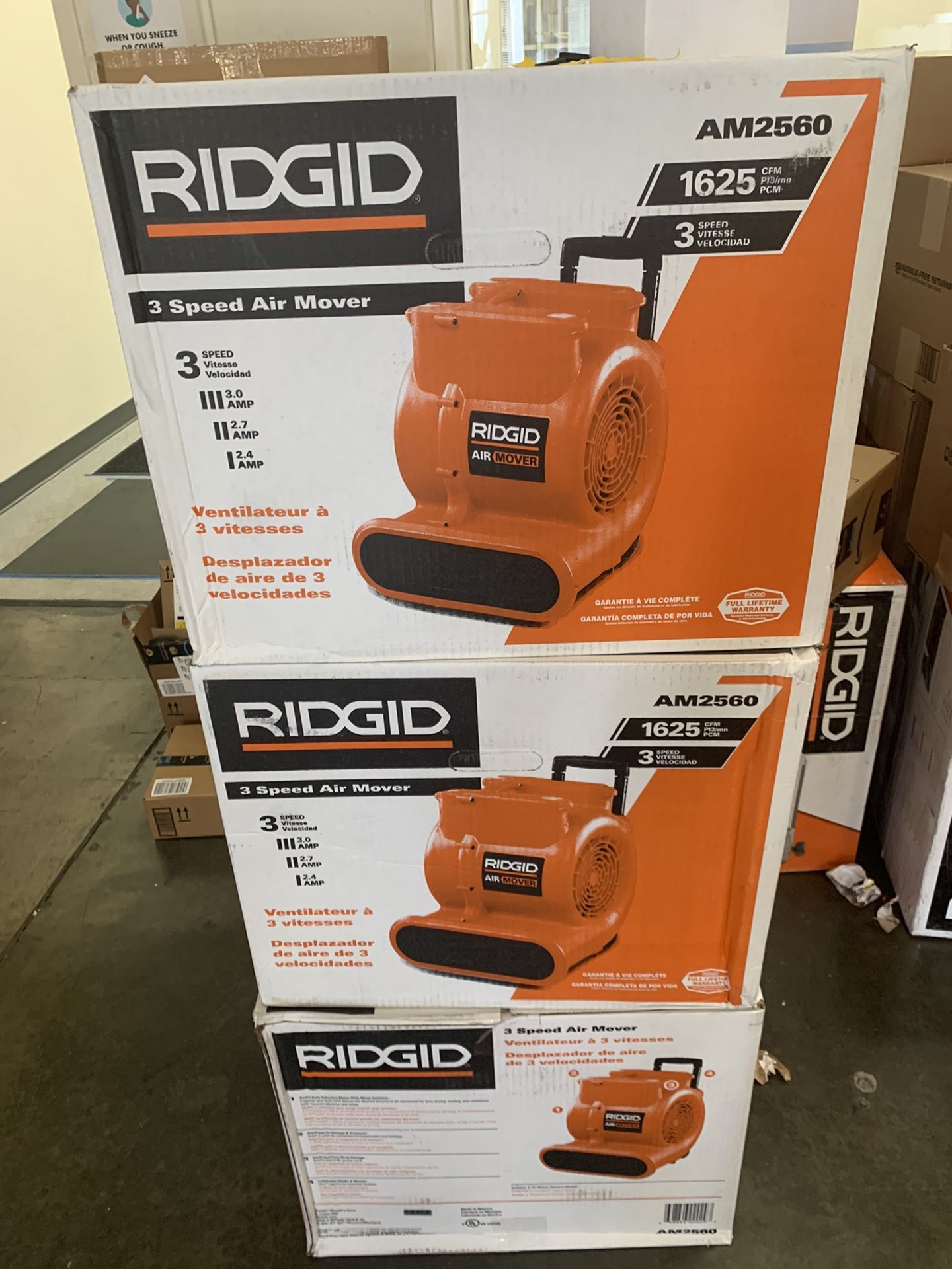 RIDGID 1625 CFM Blower Fan Air Mover with Handle and Wheels