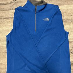 The North Face Flash Dry 1/4 Zip Pullover Fleece Lightweight Jacket Men's L Blue