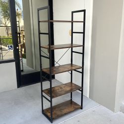 New In Box 24Lx12Dx63H Inch 5 Tier Bookshelf Display Shelf Rack Steel Frame Rustic Brown Furniture Organizer 