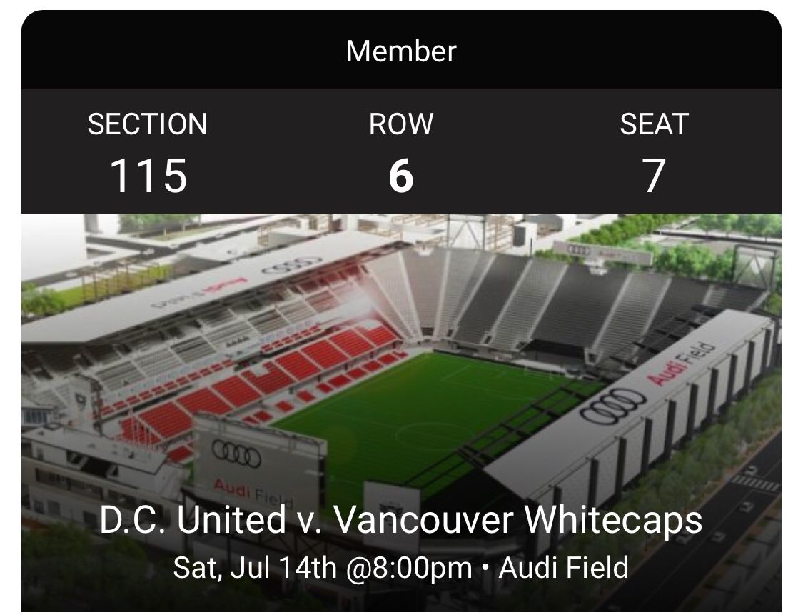 1 Dc United Audi Field Inaugural Game Ticket
