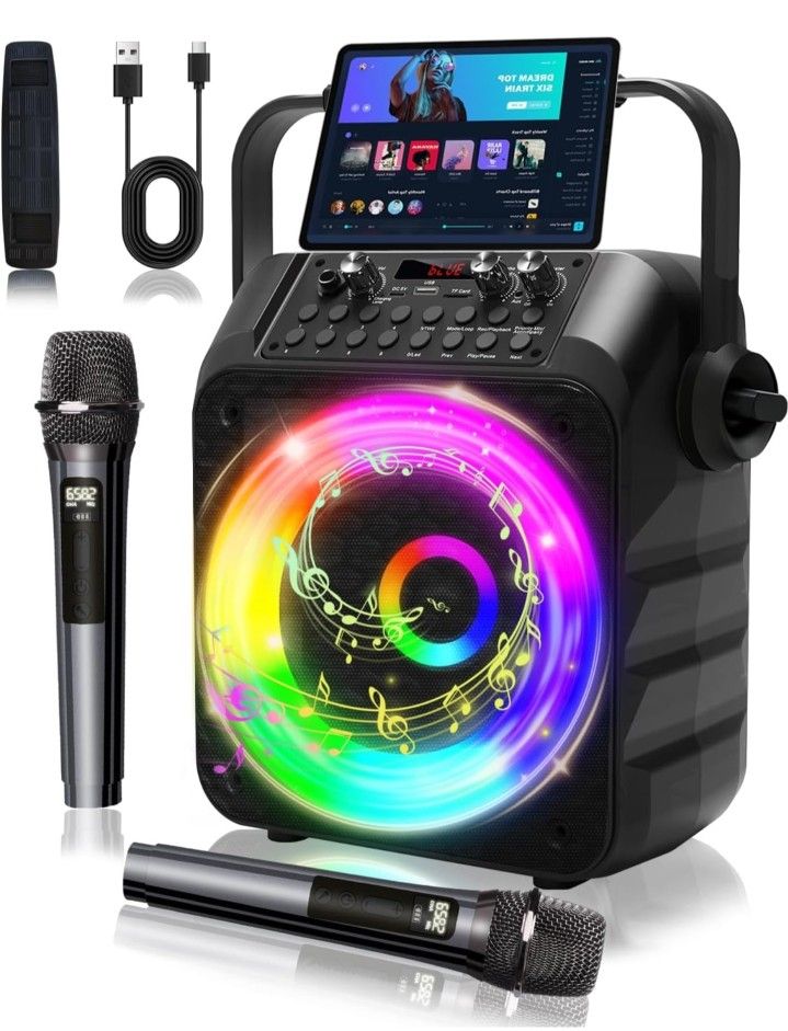 Omeyo Karaoke Machine with 2 Wireless Microphones - 60W Power 6.5"subwoofer