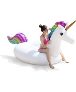 New-Jasonwell Giant Inflatable Unicorn Pool Float Floatie Ride On with Fast Valves Large Rideable Blow Up Summer Beach Swimming Pool Party Lounge Raft