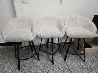 3 Cream Sherpa Barstools