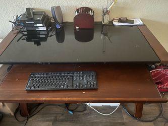 Glass top computer table