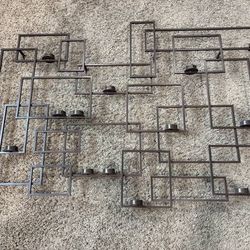 CRATE & BARREL Metal Wall Art Candle Holder Candelabra 48" x 33"