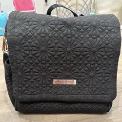Petunia Pickle Bottom Black Embroidered Diaper Bag