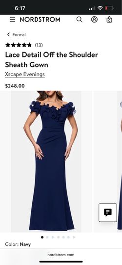 Lace Detail Off the Shoulder Sheath Gown