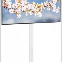 Rfiver Floor TV Stand with Mount for 32-60 inch TVs up to 88 lbs, Swivel Height AdjustableTV Floor Stand, Tall TV Stand with Wood Base, Saving Space D