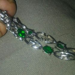 Emereld Bracelets. Sterling silver. 8 In Long