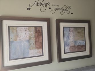 Pair of framed abstract prints