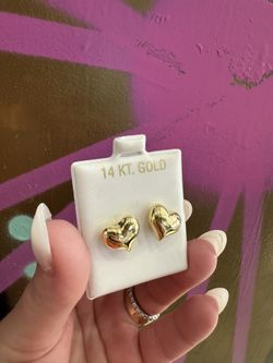 14k PUFF HEART EARRINGS