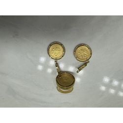 Antique . 1901. Nicolay Gold Monet In Jewelry Set .