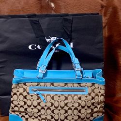 Coach  City Signature Khaki Canvas Hand Bag 