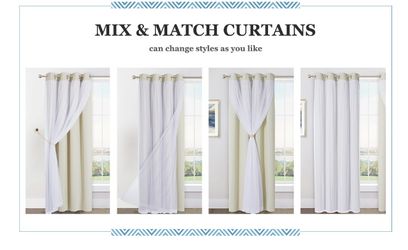 Beige ”mix n match" Brand-New Blackout Curtains w/ attached sheers(2 panels,52x84 ea)