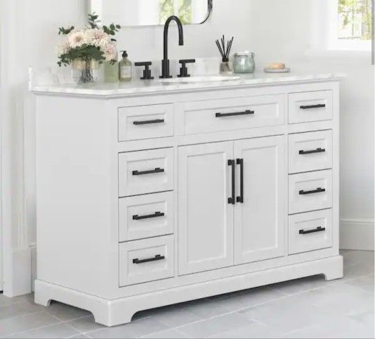 48" Bathroom Vanity With Carrara Marble Top