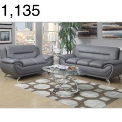 Gorgeous Grey Loveseat and Sofa Set