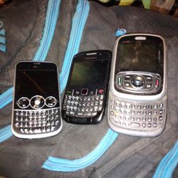 3 Vintage QWERTY Phones – BlackBerry + LG + Slide Phone – Untested / Retro