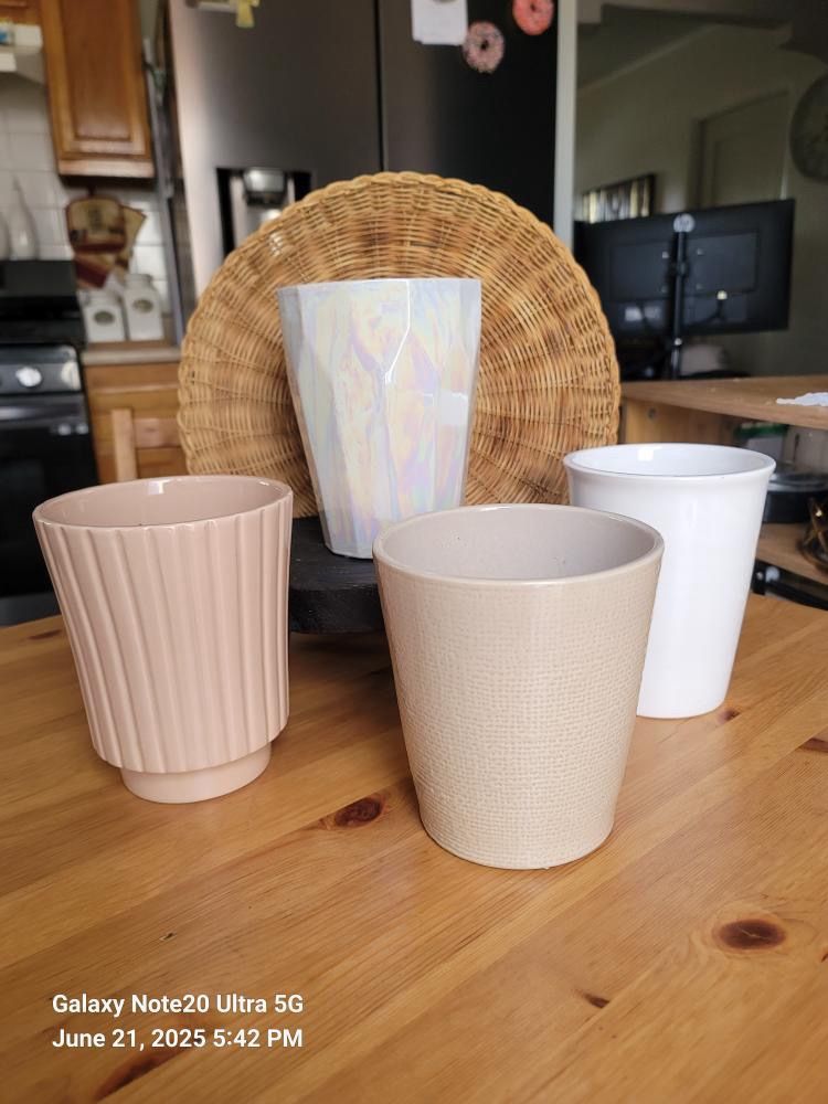 4 Glass Plant Pots,the Designs Are Wonderful