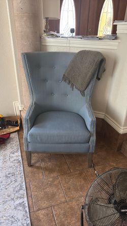 Blue wingback chair