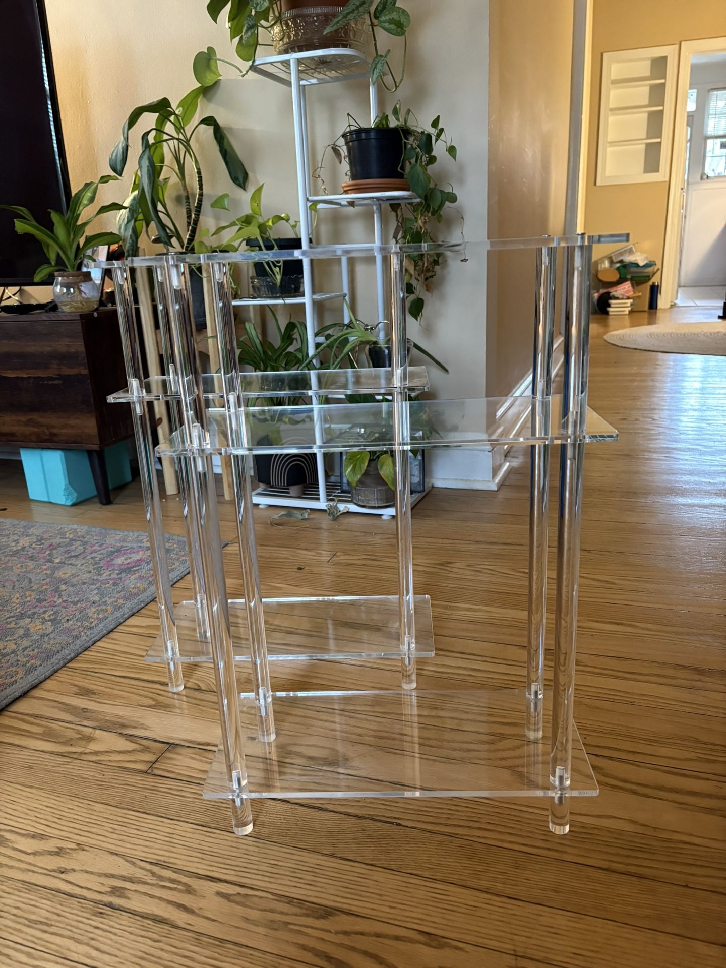 MOVING SALE - 2 clear/floating side tables