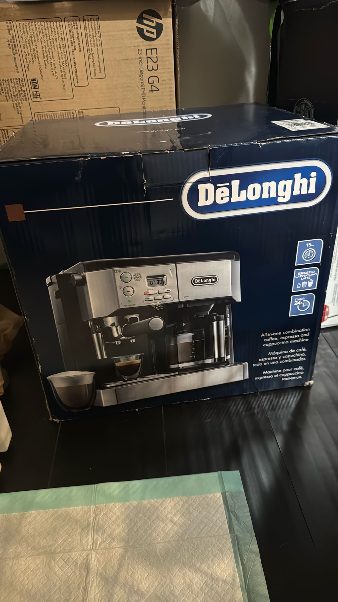 Delonghi all in one combination is coffee, espresso, and cappuccino machine