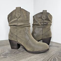 Women's NWT Rocket Dog Brown Slouch Sheriff Style Western Ankle Boots Size 8.5