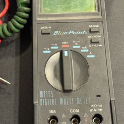 Blue Point MT 155 Digital Tester w/Leads & Case. For parts/repair. Battery compartment has broken contact, lid cracked & won’t stay shut. Untested sol