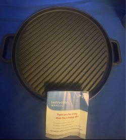 Cast Iron Round Grill Pan with Handles