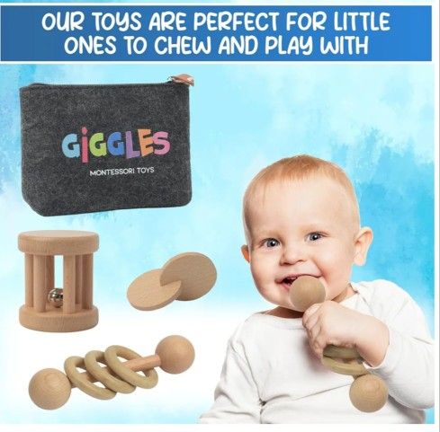 Montessori Sensory  Toys for Babies 0-12 Months  Eco-Friendly Wooden Fun