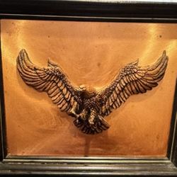 Coppercraft Framed Art 3D Eagle Spread Wings Copper Background Wall Art