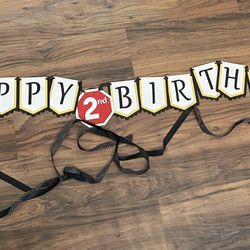 Happy 2nd Birthday Banner/Wheels On The Bus/Celebration/Party