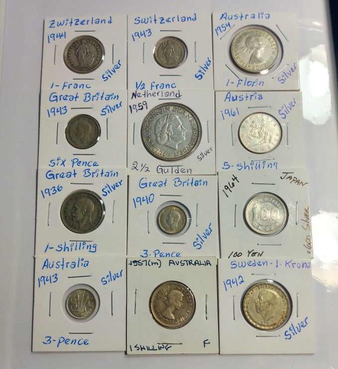 Lot of (12) World Silver Coins for Collecting