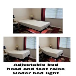 Black recliner and twin adjustable bed