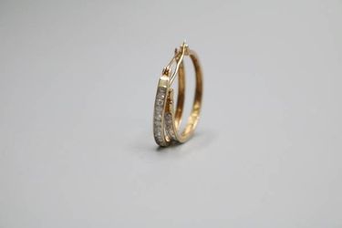 10K Yellow Gold Diamond Hoop Earrings 0.36 CTW 2.1g - Pre-Owned