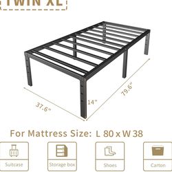 14 Inch Metal Twin XL Bed Frame No Box Spring Needed