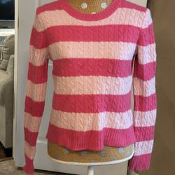 The Limited Size Large Pink Striped Wool Blend Cable Knit Sweater Super Soft