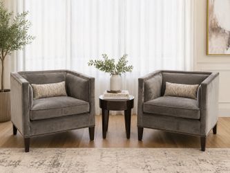 Pair of Charcoal Velvet Club Chairs
