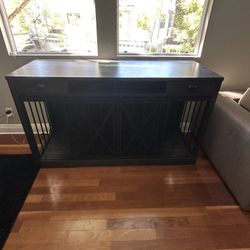 63 inch fancy entertainment center & double door dog crate