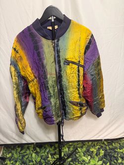 Vintage Together Brand Multicolor Tie Dye Bomber Windbreaker Jacket