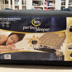 SERTA EZ BED Air Mattress with Frame & Rolling  Case, Self Inflating- NeverFlat AC Pump   