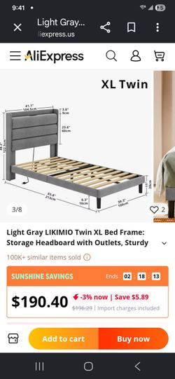 Likimio  twin size  gray bed frame.