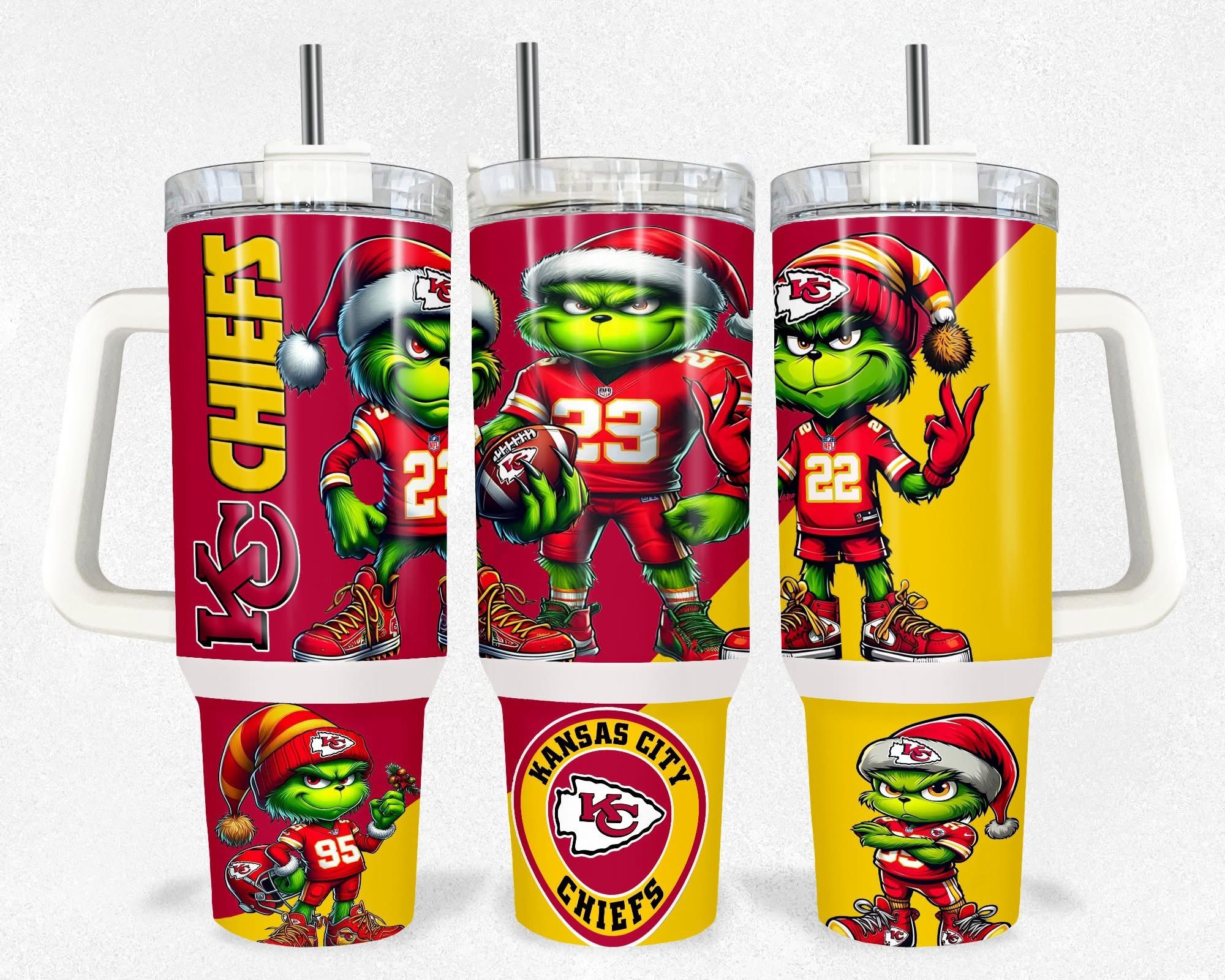 Kansas City Chiefs Grinch Football 40oz Tumbler