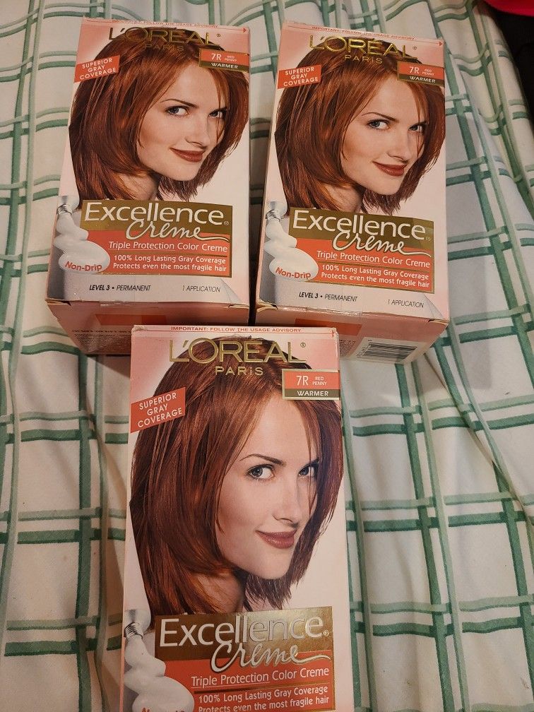 3 Brand New Unopened Boxes Of 7R L'Oreal Red Penny Haircolor