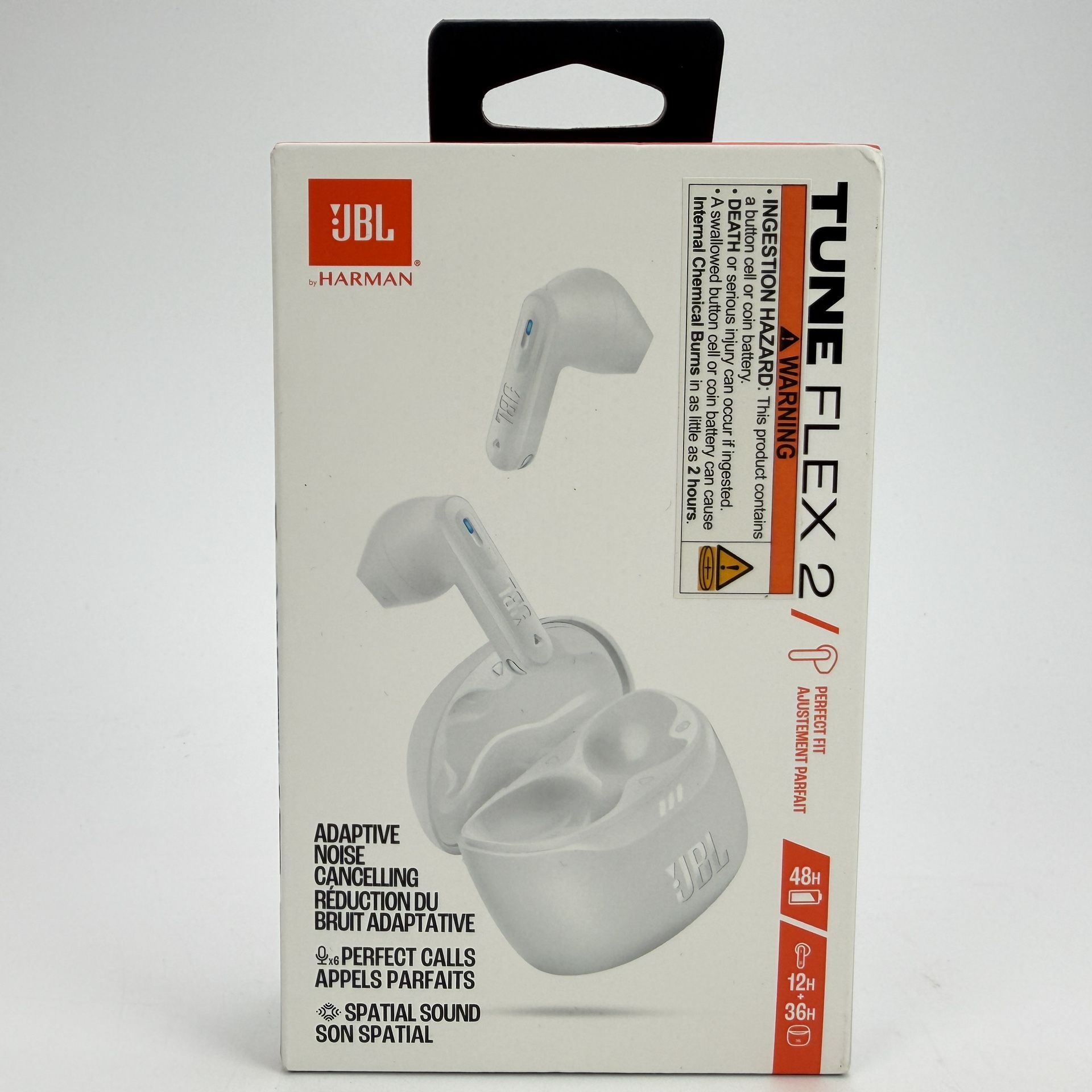Genuine JBL Tune Flex 2 Wireless Bluetooth Active Noise Canceling Earbuds WHITE